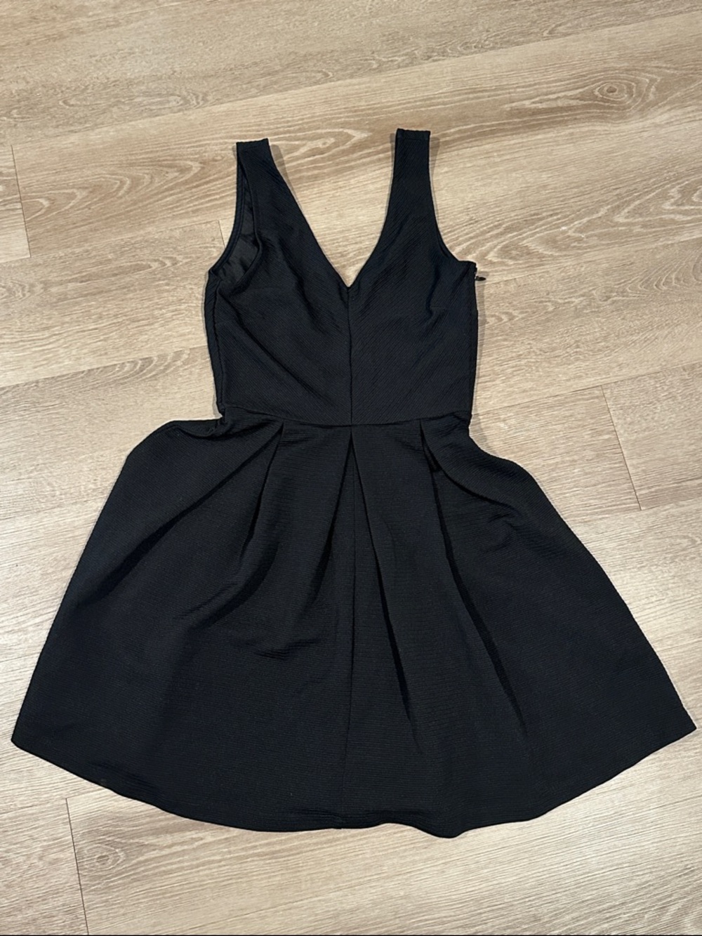 H&M Black V-Neck Fit-and-Flare Mini Dress